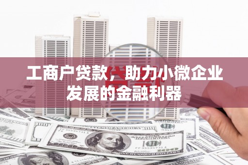 南丹工商户贷款,助力小微企业发展的金融利器 南丹工商户贷款,助力小微企业发展的金融利器
