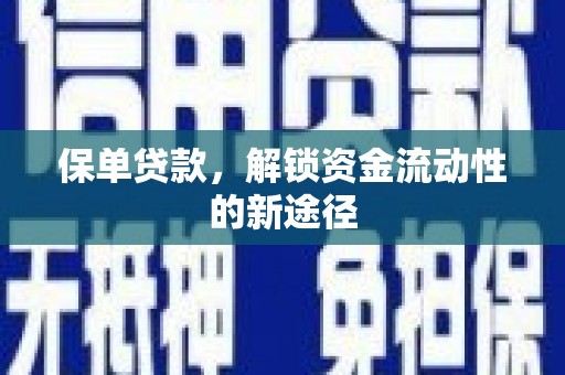 南丹保单贷款，解锁资金流动性的新途径