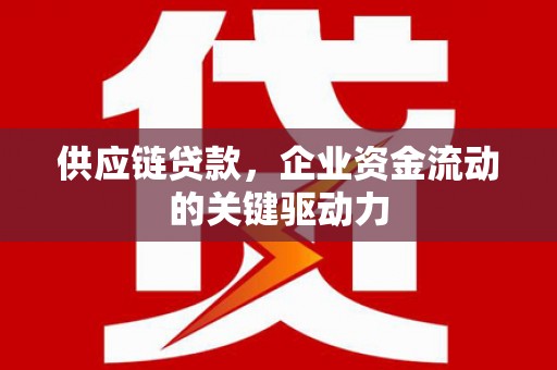 南丹供应链贷款，企业资金流动的关键驱动力