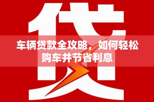 南丹车辆贷款全攻略，如何轻松购车并节省利息