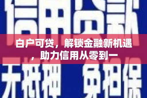 南丹白户可贷，解锁金融新机遇，助力信用从零到一