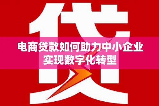 南丹电商贷款如何助力中小企业实现数字化转型
