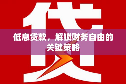 南丹低息贷款，解锁财务自由的关键策略