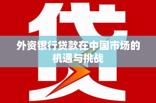 南丹外资银行贷款在中国市场的机遇与挑战