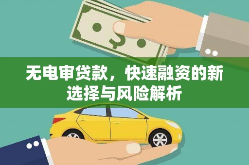南丹无电审贷款，快速融资的新选择与风险解析