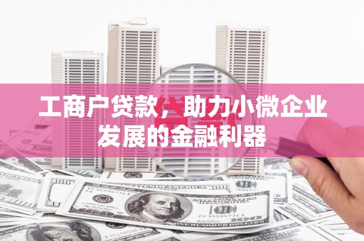 南丹工商户贷款，助力小微企业发展的金融利器