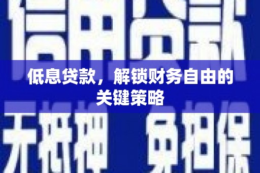 南丹低息贷款，解锁财务自由的关键策略