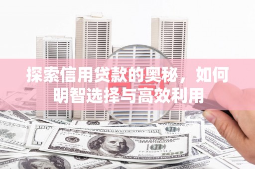 南丹探索信用贷款的奥秘，如何明智选择与高效利用