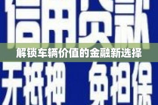 南丹解锁车辆价值的金融新选择