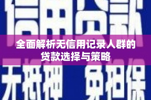 南丹全面解析无信用记录人群的贷款选择与策略